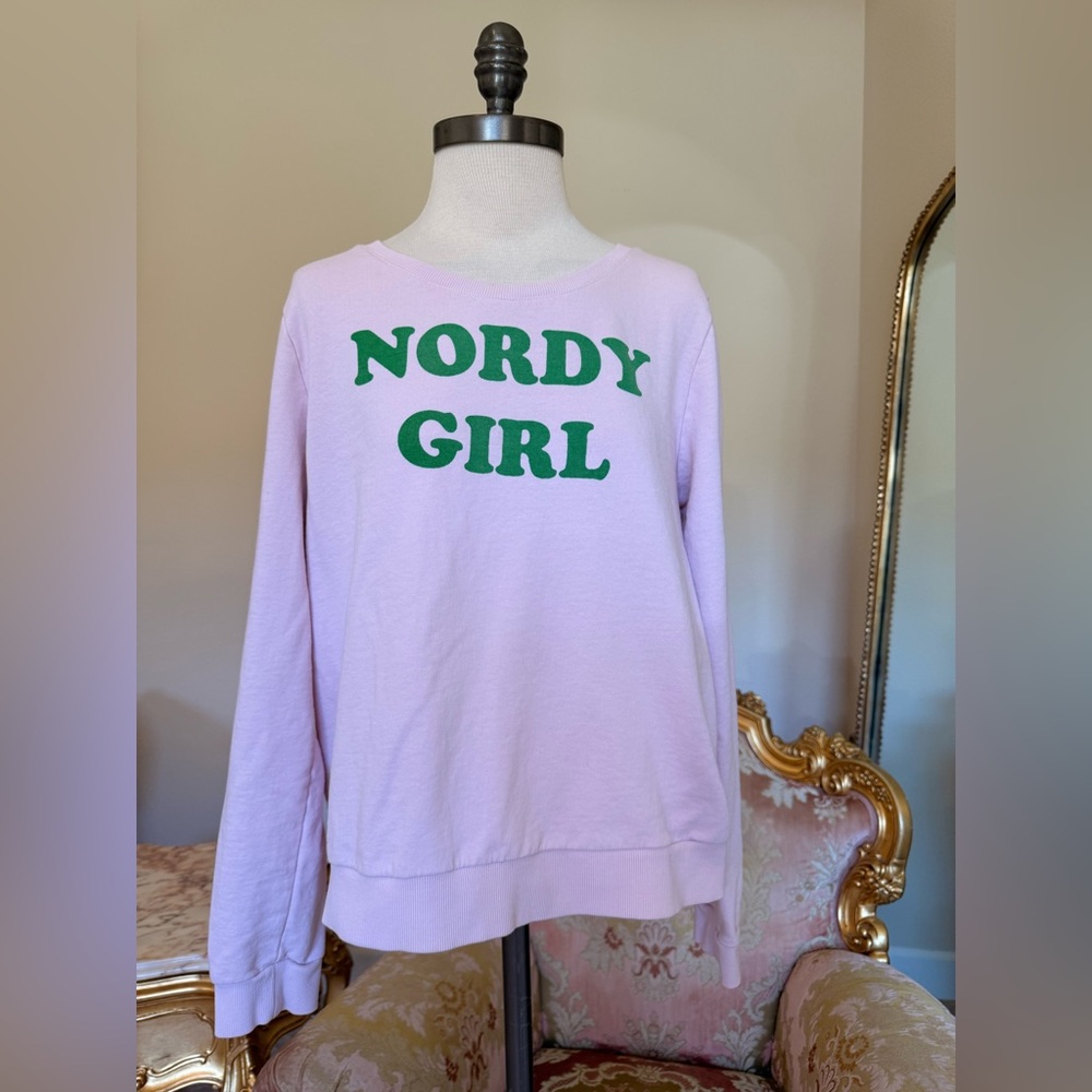 1901 Pink Crewneck Sweatshirt with Green 'NORDY GIRL' Graphic